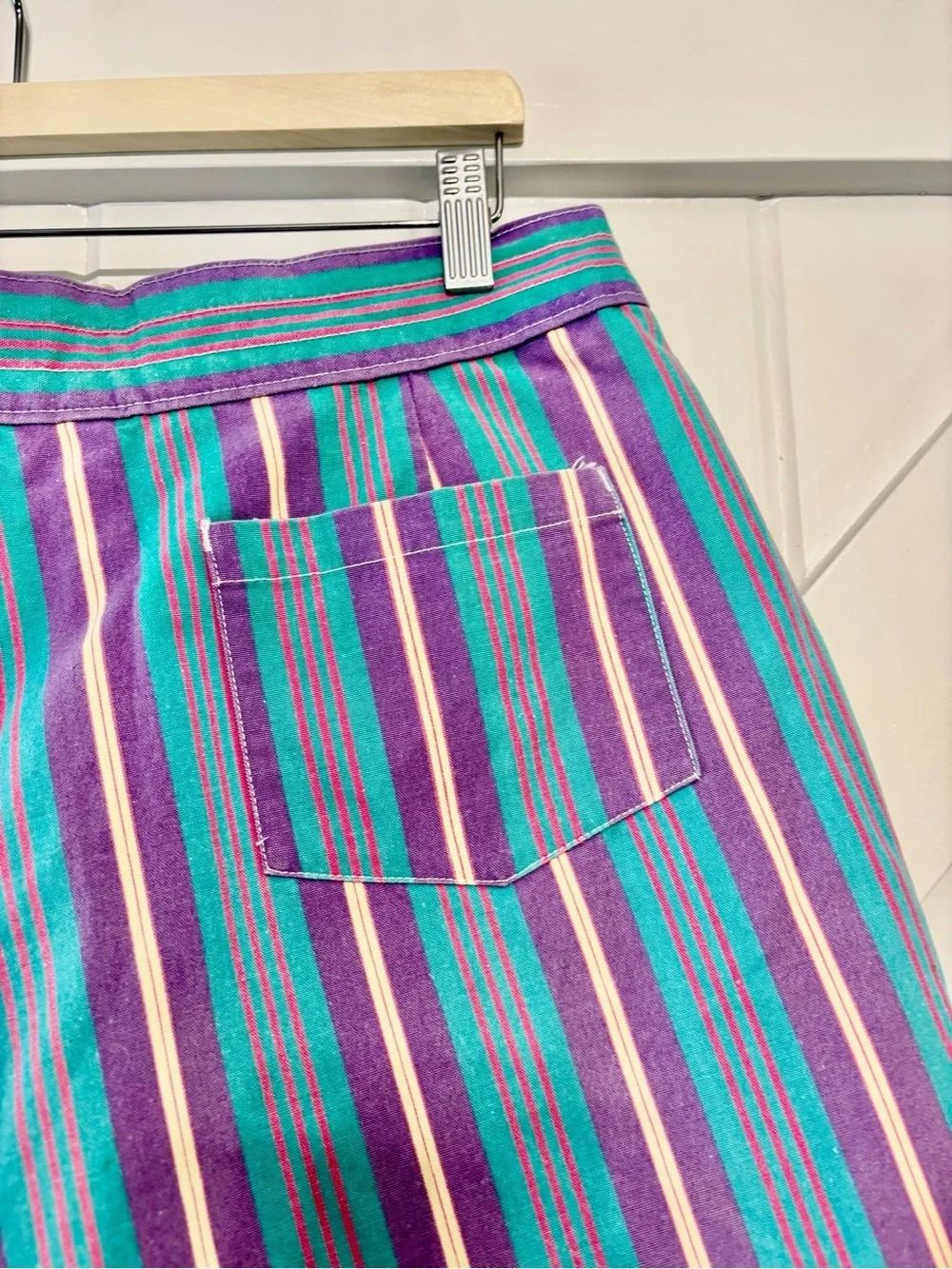 Vintage J Crew Sailing Shorts Purple Green Stripe Lace Up Canvas 36
